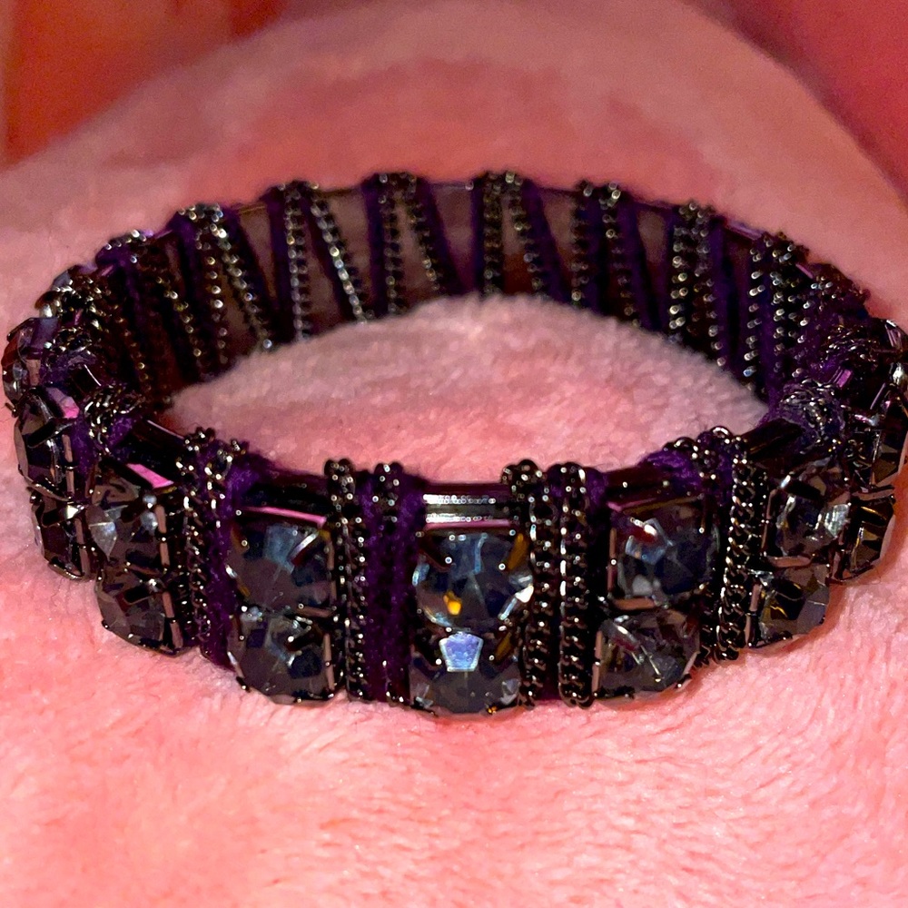 💜🖤Purple Yarn Studded Bracelet🖤💜